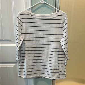 Merona Women's Long Sleeve Striped Tee - White and Black